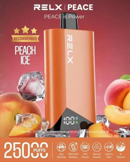 Relx Peace 25K Rechargeable Disposable Vape (25,000 Puffs) - Lush Tobacco / 20 mg - Image 3