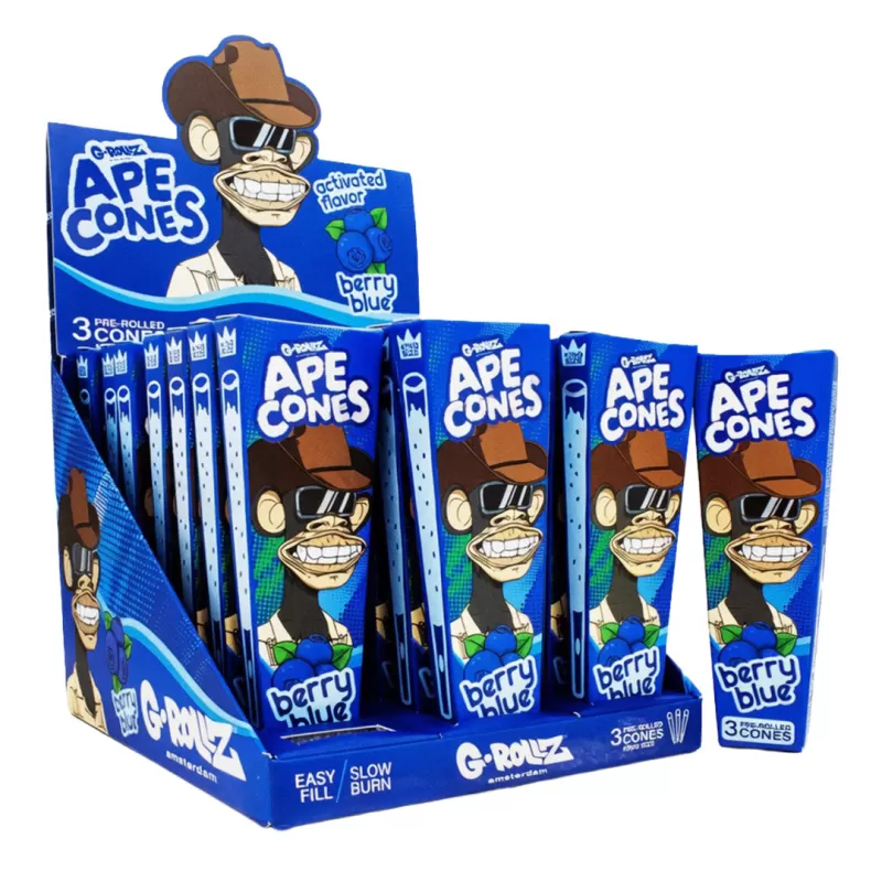 G-ROLLZ Ape Cones - 24 Per Box - 3 Cones Per Pack - Pop Activated Flavoured Filter - Monkey Mango