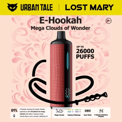 Urban Tale x Lost Mary E-Hookah Disposable Device - 26000 Puffs - Grape Mint