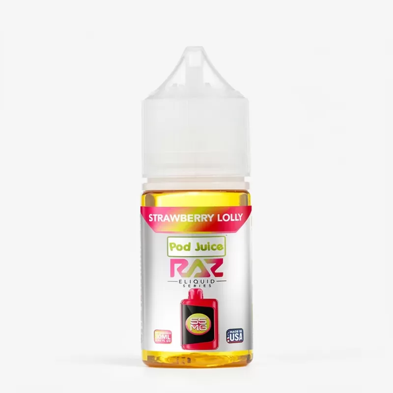 Pod Juice X Raz Salt Strawberry Lolly 30mL Vape Juice - Vape Product, Vape Product (69C0ED)