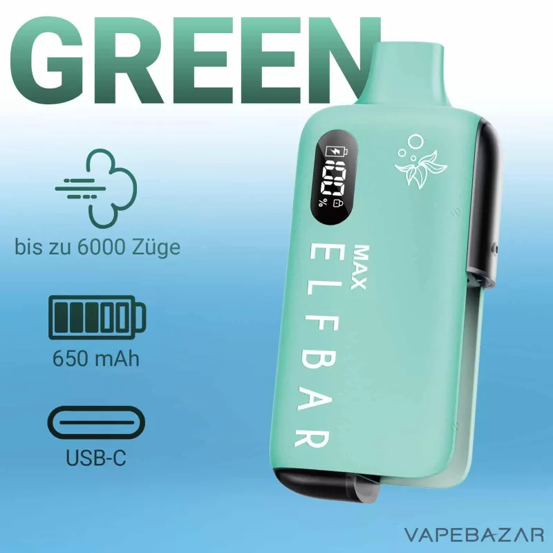 Elfbar Max – Green – Basisgerät (Akku) - Image 2