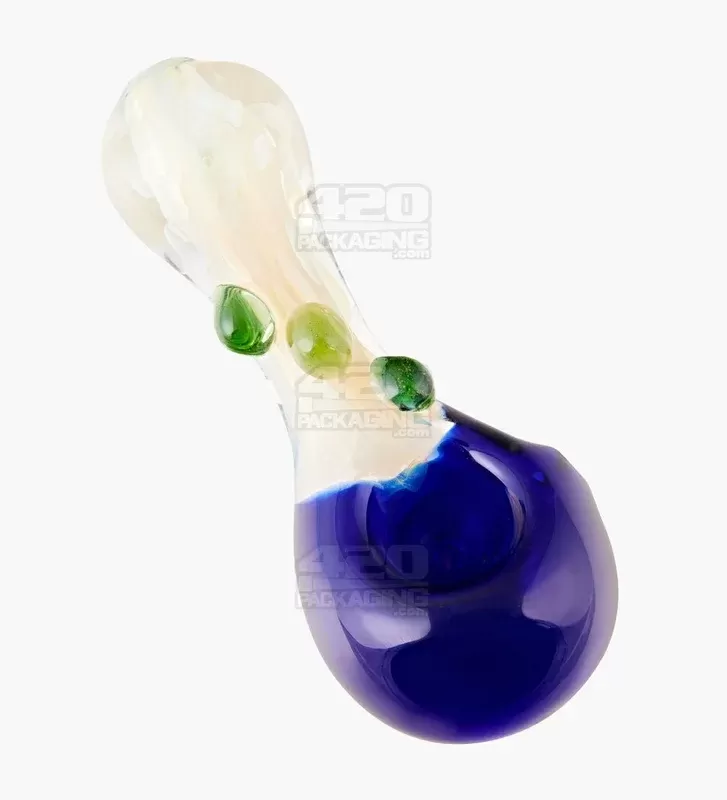 Color Pull & Fumed Spoon Hand Pipe w/ Triple Knockers | 4.5in Long – Glass – Assorted