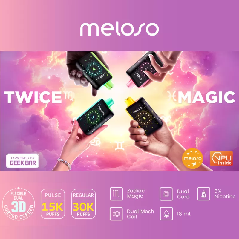 Meloso Bar 30K Powered By GEEK BAR Disposable - 30,000 Puff - Peachy Strawmelon (Cancer)