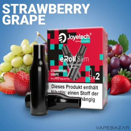 Joyetech eRoll Slim Prefilled Pod – Strawberry Grape (2er Pack) - Joyetech / 20mg/ml / 2ml / ca. 600 / Glycerin / Aromen / Propylenglykol / Nikotin / Nein / Traube / Erdbeere