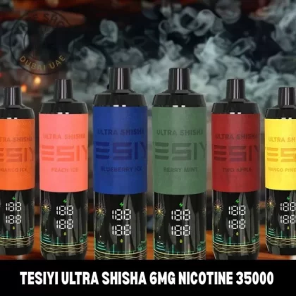 TESIYI ULTRA SHISHA 6MG NICOTINE 35000 PUFFS UAE - Vape Product, FULL BOX 10 DEVICE; Berry Mint, Blueberry Ice