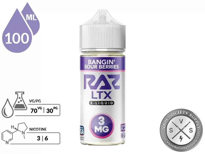 Bangin’ Sour Berries Pod Juice x RAZ LTX 100ml - Image 2