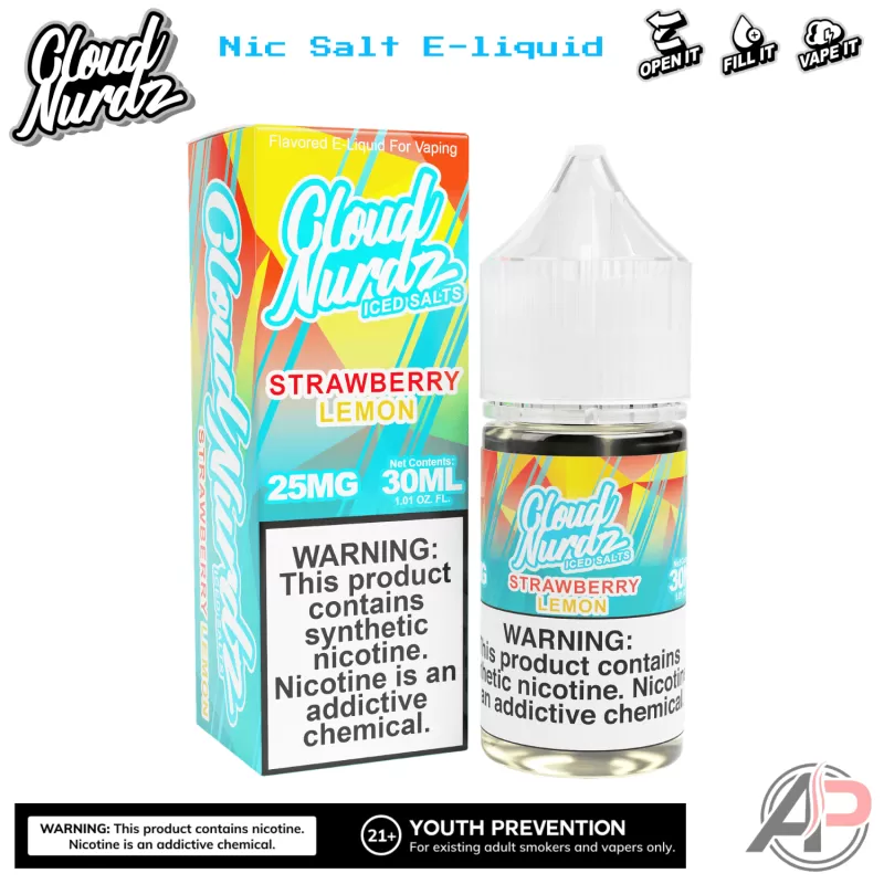 Cloud Nurdz Strawberry Lemon Iced E-Liquid 100mL - 0mg - 100mL, 3mg - 100mL - Image 2