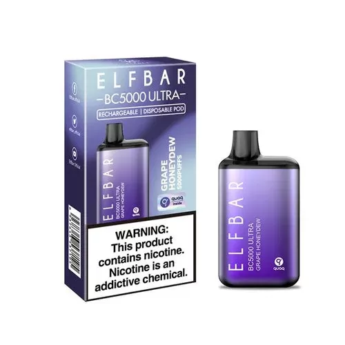 ELF BAR ULTRA 5000 Disposable Pod Device – 5000 Puffs – Integrated 650mAh Battery – Grape Honeydew