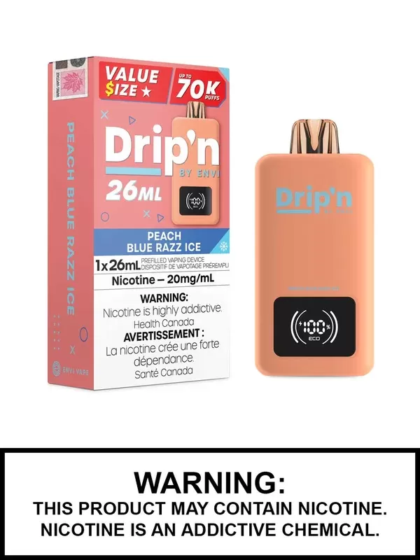 Peach Blue Razz Ice Drip’n 26mL Disposable Vape