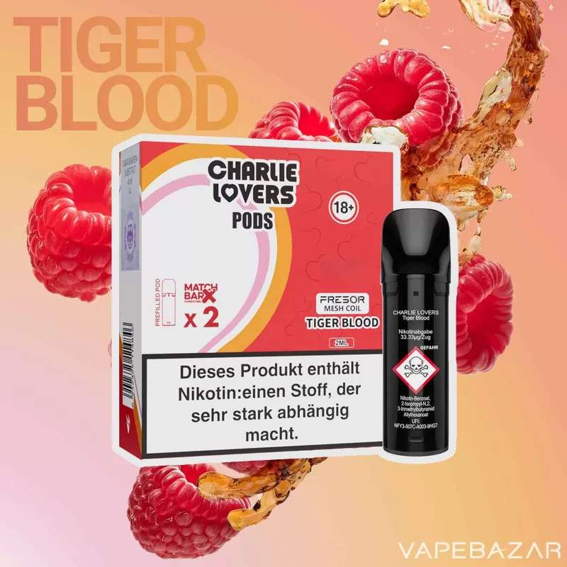 Charlie Lovers Pods – Tiger Blood (2er Pack) - 20mg/ml, 10mg/ml; Vape Product