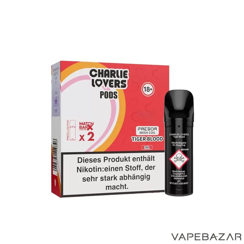Charlie Lovers Pods – Tiger Blood (2er Pack) - 20mg/ml, 10mg/ml; Vape Product - Image 3