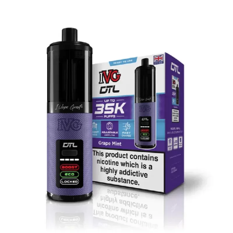 IVG DTL 35k Prefilled Pod Kit Grape Mint - Strength#20mg (2AD25B)