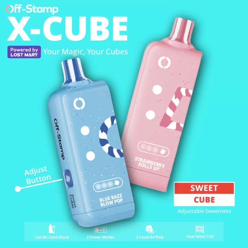 Made in Indonesia | X-CUBE Sweet Cube 25K Disposable POD Powered By LOST MARY – 25000 Puffs - Strawberry Rolls Up/Twisted Strawberry