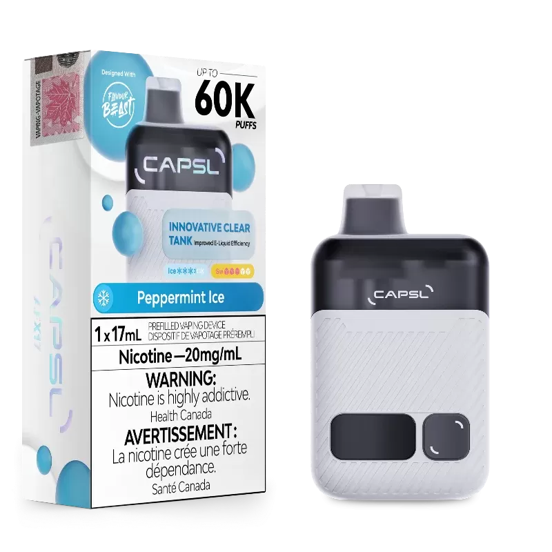 CAPSL 60k Peppermint Ice Disposable Vape by Flavour Beast - Vape Product, 20MG (ONT-TAX)
