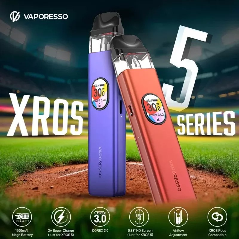 Vaporesso XROS 5 Pod Kit - colors#Jade Green>Blue Silk>Carbon Stripe>Coral Red>Cosmic Black>Grey Silk>Levender Purple>Opel Pink>Opel White>Violet Silk
