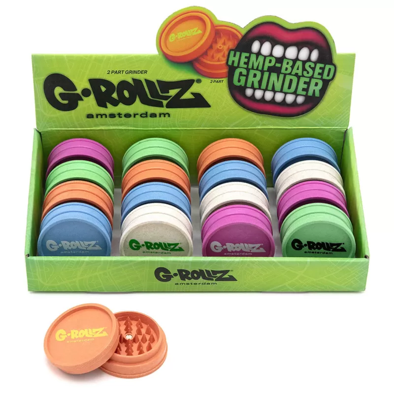 G-Rollz Hemp 2-Part Grinder - 60mm Mix colour (16pcs/Display)