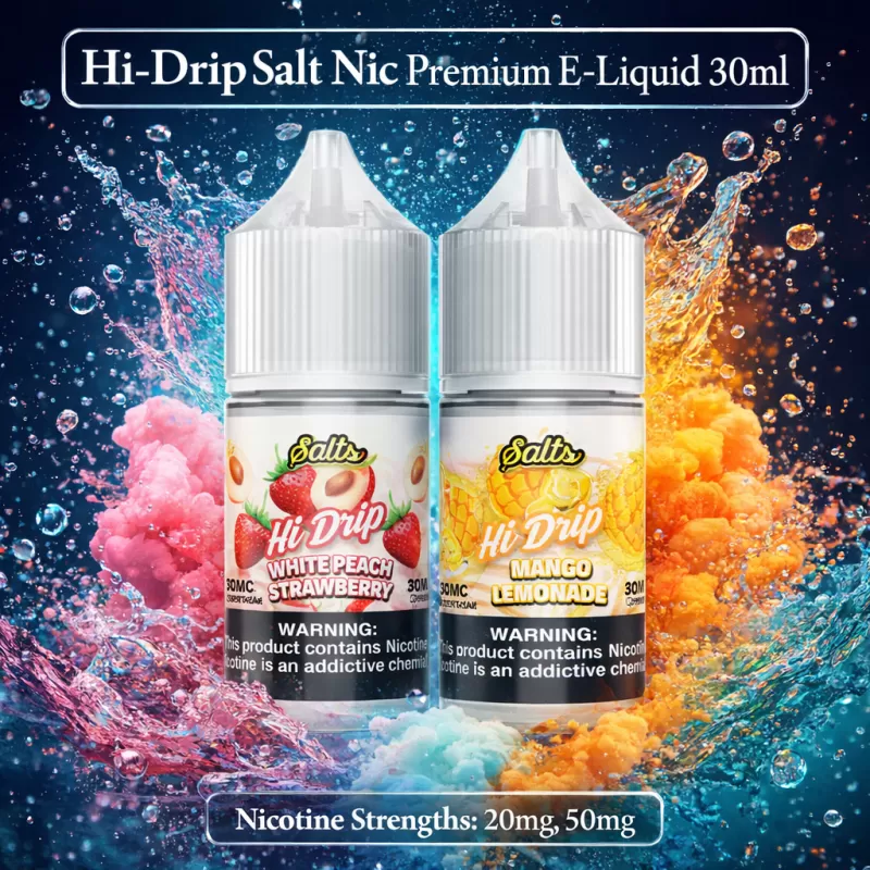 Hi-Drip Salt Nic Premium E-Liquid 30ml - Nectarine Lychee / 20mg - Vapeciga