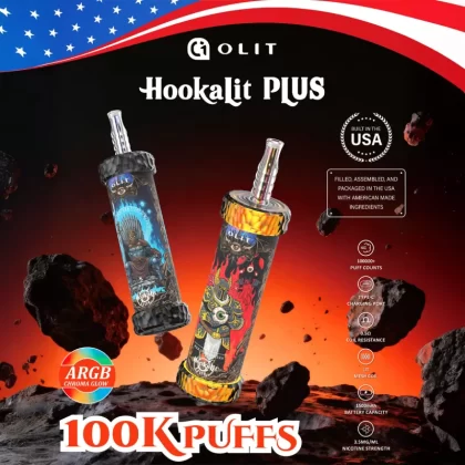 Assembled in USA | OLIT HookaLit PLUS 100K Disposable E-Hookah - 100,000 Puffs - Pineapple Coconut (Page of Swords)