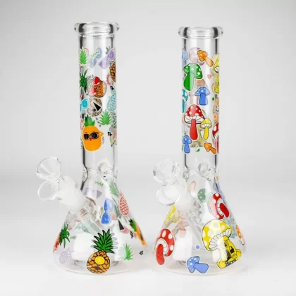 10″ Glass Bong With Cartoon Design - Mushroom, Pineapple