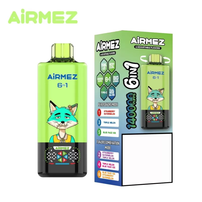 Airmez 6-in-1 140K | 6 adjustable options, 140000 puffs, big screen, bulk disposable vape - Aiviouvapes - Image 2