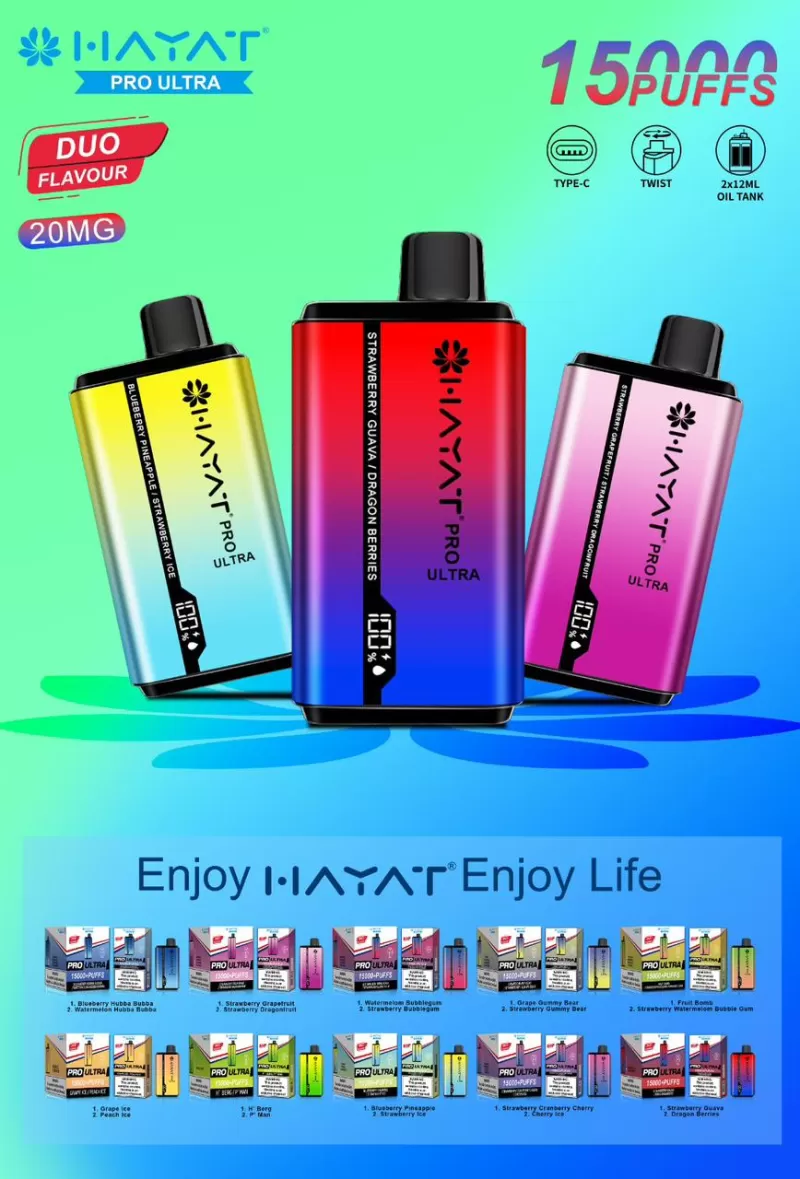 Hayati Pro Ultra 15000 Puffs Disposable Kit - Straw' Cranberry Cherry / Cherry Ice / 20mg / 1pc / CN - SZ Warehouse - Image 2