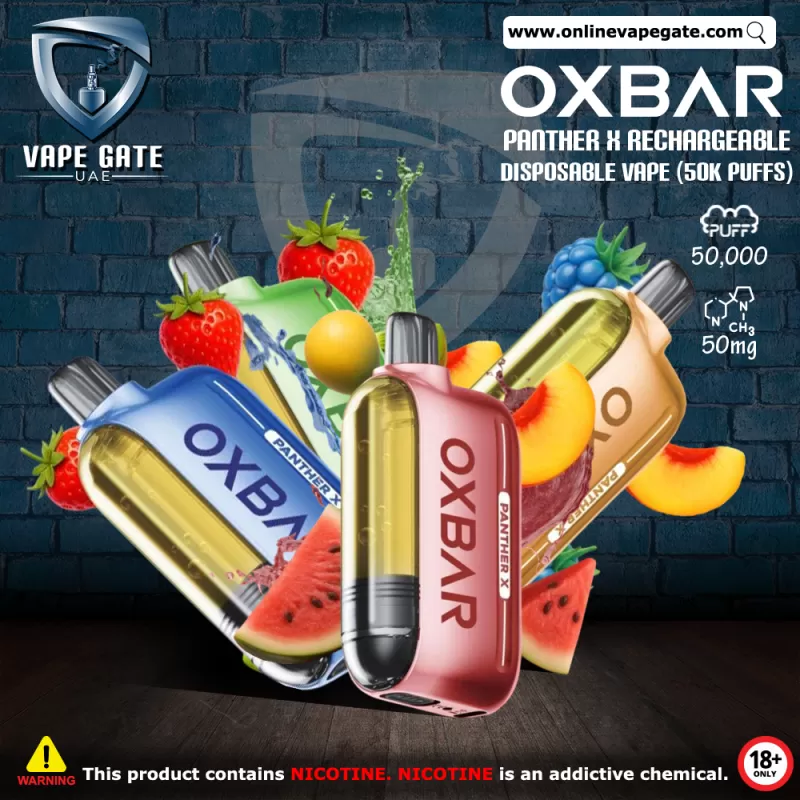 Oxbar Panther X Rechargeable Disposable Vape (50K Puffs) - Strawberry Kiwi / 50 mg