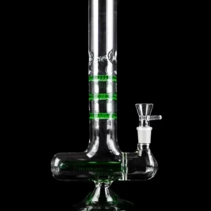 “Mo’ Honey” Inline to Triple Honeycomb Disc Bong - Color#Green>Blue>White