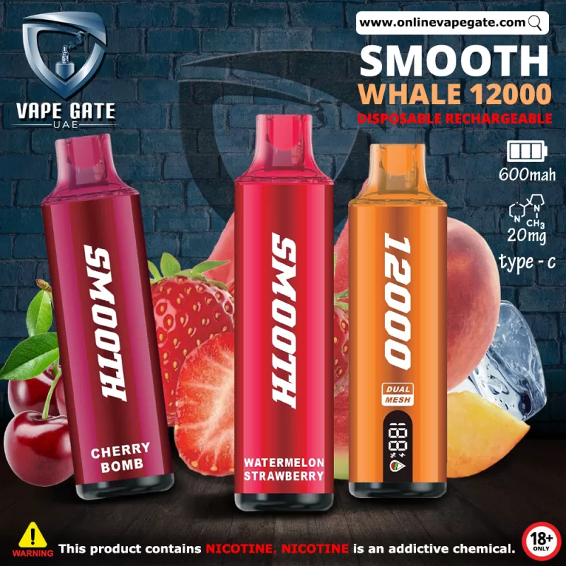 Smooth Whale Disposable Vape (12,000 Puffs) - Berry Lite / 20 mg