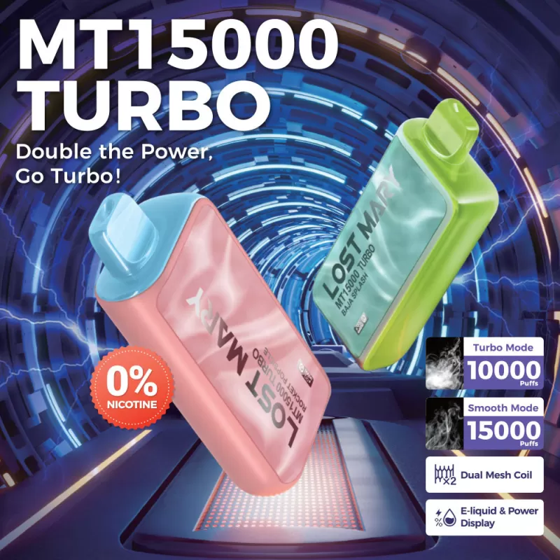 Lost Mary MT15K Turbo ZERO NICOTINE Disposable Device – 15000 Puffs - Blue Razz Ice 0%