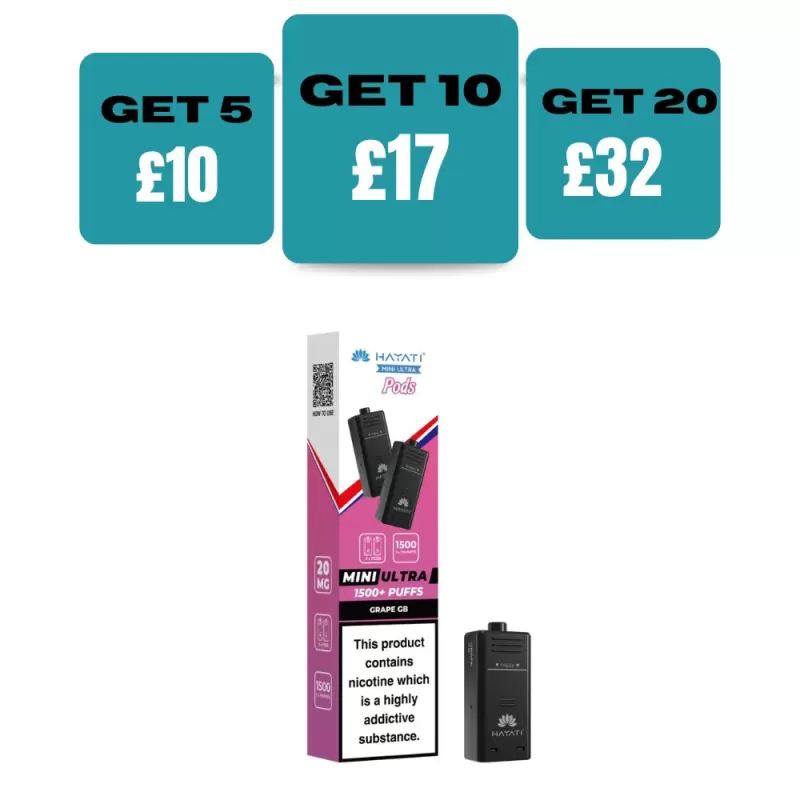 Pack of 2 Hayati Mini Ultra 1500 Prefilled Pods (2x750 Puffs) - Mr Blue
