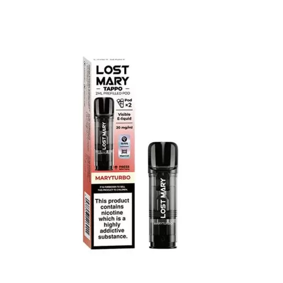 MaryTurbo Lost Mary Tappo Pods 2pk, 20mg – Packs of 5 or 10