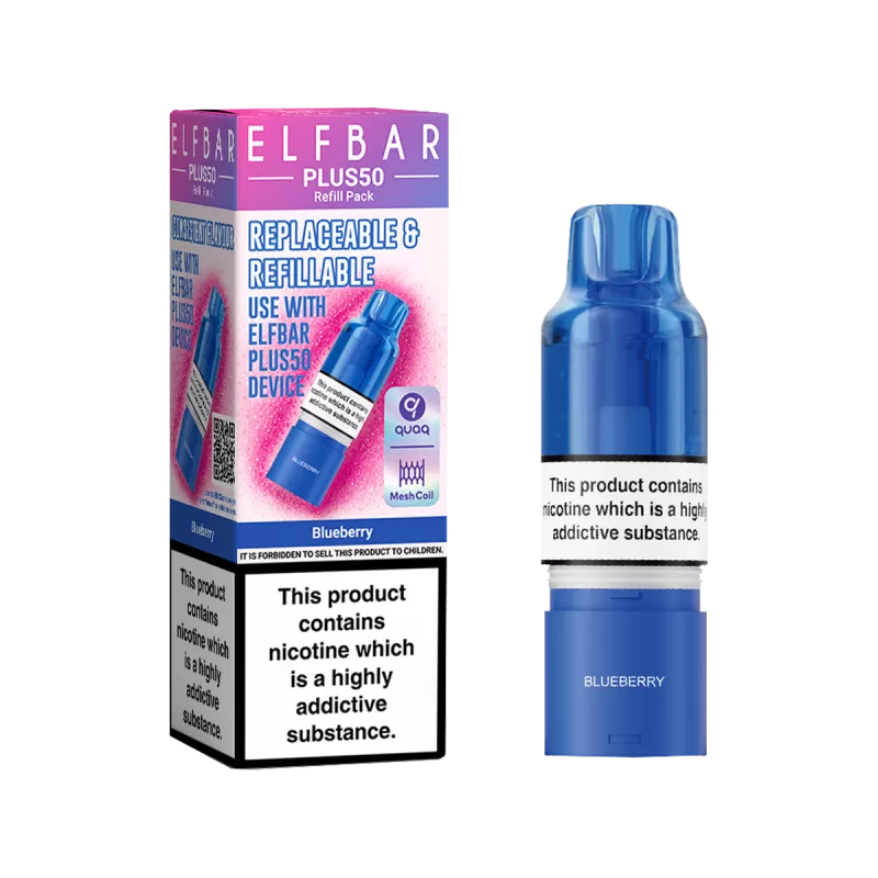 Blueberry ElfBar Plus 50 Refill Pack - 20mg - Vape Product (A183F1)