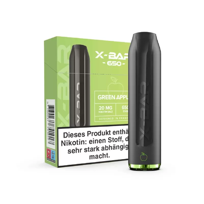 X-BAR Mini – Green Apple - 500 mAh / Propylenglykol / Aromastoffe / Glycerin / Nikotin-Benzoat