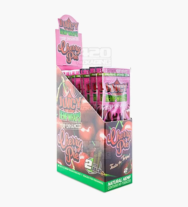 JUICY JAY’S | ‘Retail Display’ Terp Enhanced Natural Hemp Wraps | 109mm – Cherry Pie – 25 Count