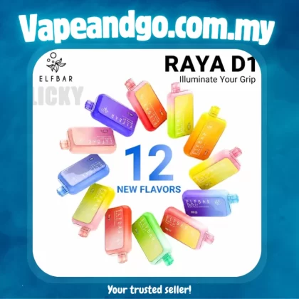 Elfbar Raya D1 13k Disposable - Kiwi Guava Grape, Mango Lychee Bubblegum