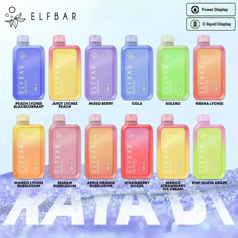 Elfbar Raya D1 13k Disposable - Kiwi Guava Grape, Mango Lychee Bubblegum - Image 3