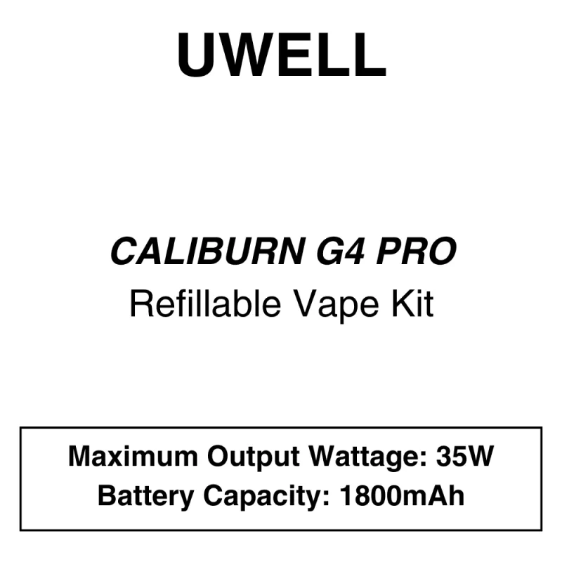 UWELL – Caliburn G4 Pro – Refiilable Starter Kit - Vapeys Co Nz