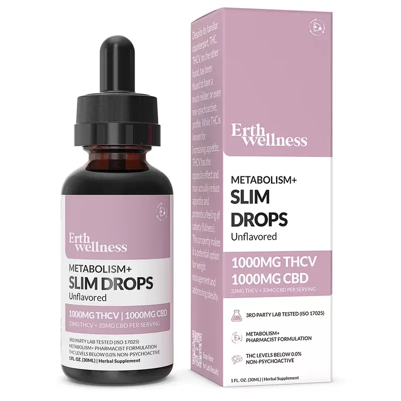 Erth Wellness | THCV + CBD Metabolism+ Slim Drops – 2000mg - Flavor#Unflavored>Straw Melon
