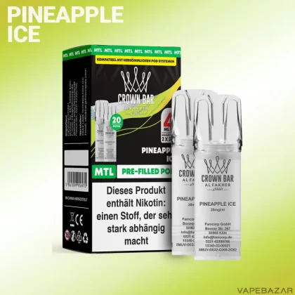 Al Fakher Pods Crown Bar 600 – MTL 20mg – Pineapple Ice - Ananas / Ice