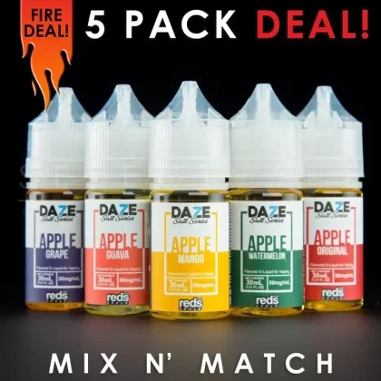 7Daze – Reds Nic Salt – Mix and Match (5 Pack) 150ml