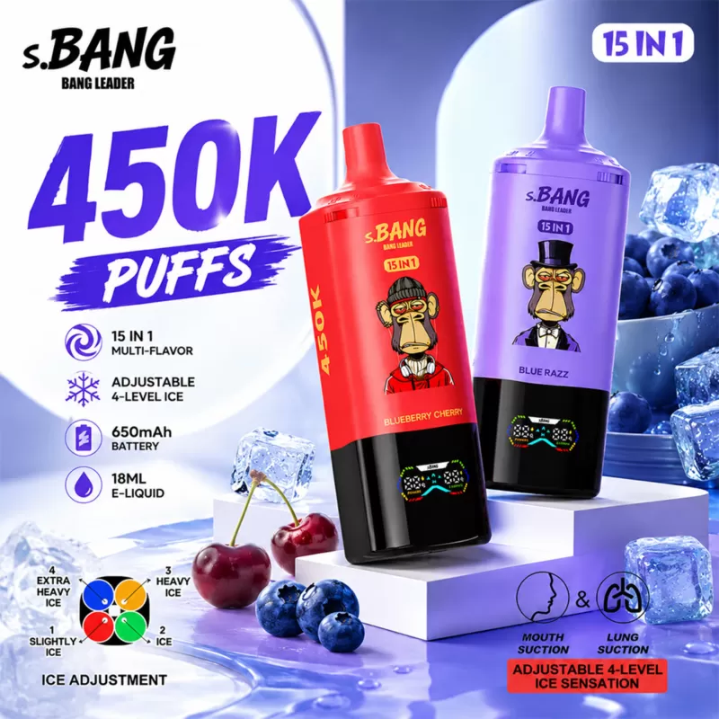 Bang Leader 450K | 15-in-1 option system, 450000 puffs, smart LED screen, bulk disposable vape - Aiviouvapes