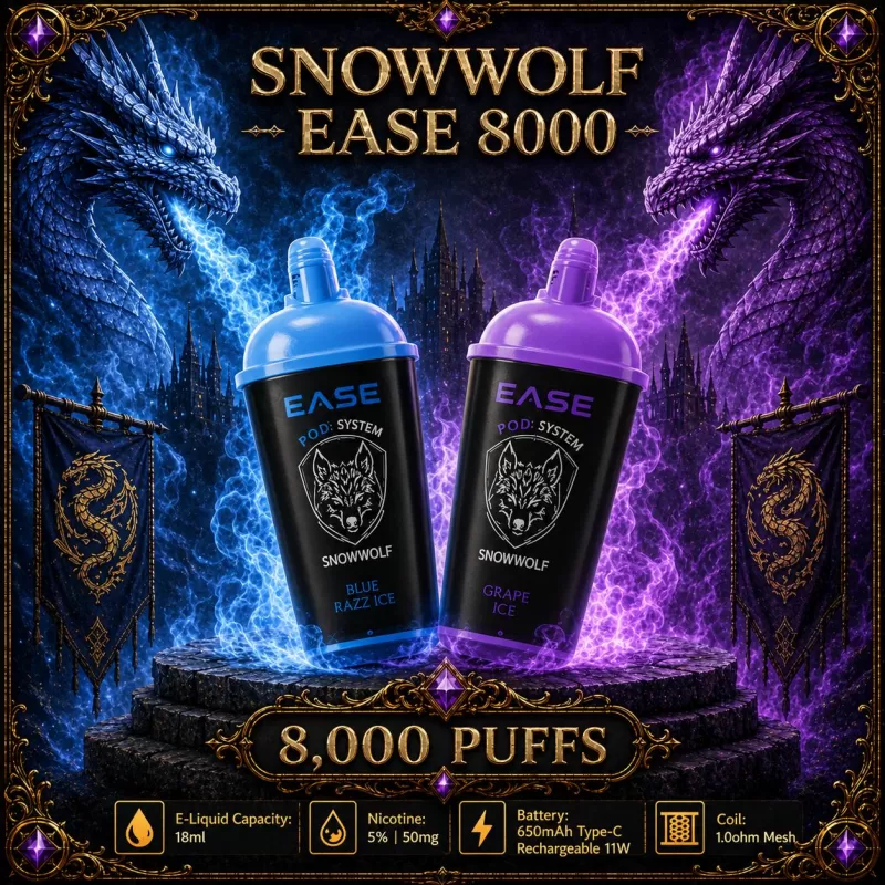 Snowwolf Ease 8000 - Peach Ice / 5% - Vapeciga