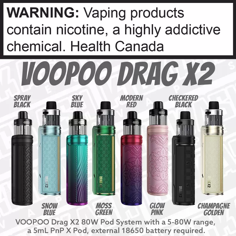 VooPoo DRAG X2 80W Pod Kit - Colour#Champagne Golden X2>Checkered Black X2>Glow Pink X2>Modern Red X2>Moss Green X2>Sky Blue X2>Snow Blue X2>Spray Black X2
