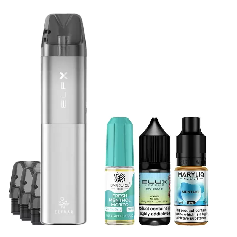 Elf Bar ELFX Menthol Bundle - Colour#Silver>Black>Blue>Gray>Pink>Purple