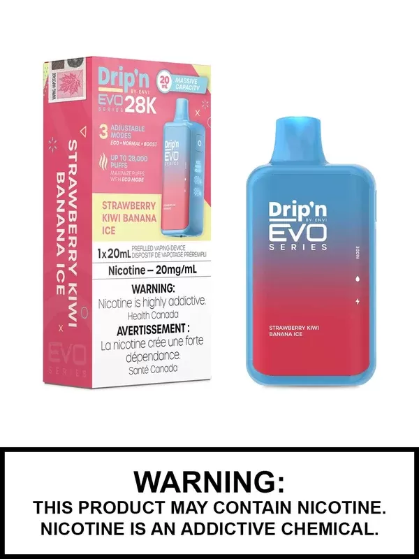 Strawberry Kiwi Banana Ice Drip’n EVO 28K Disposable Vape