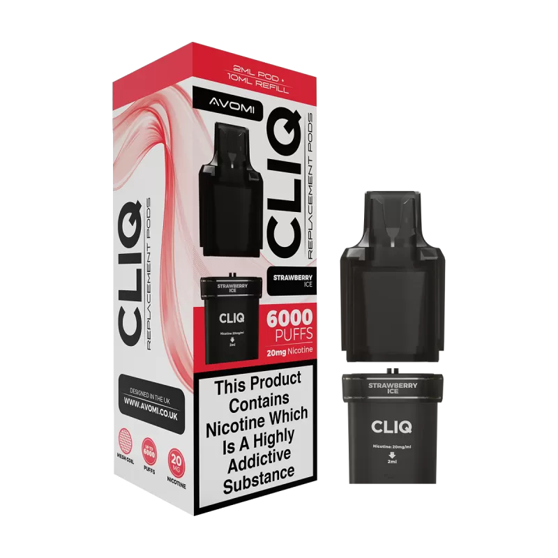 Strawberry Ice Avomi Cliq 6000 Refill Pack - 20mg - Vape Product (E803C4)