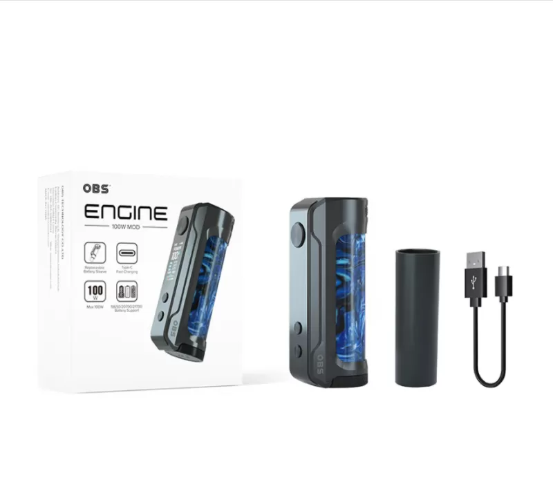 OBS ENGINE Box Mod 100W - Gunmetal Peacock Blue - Image 3
