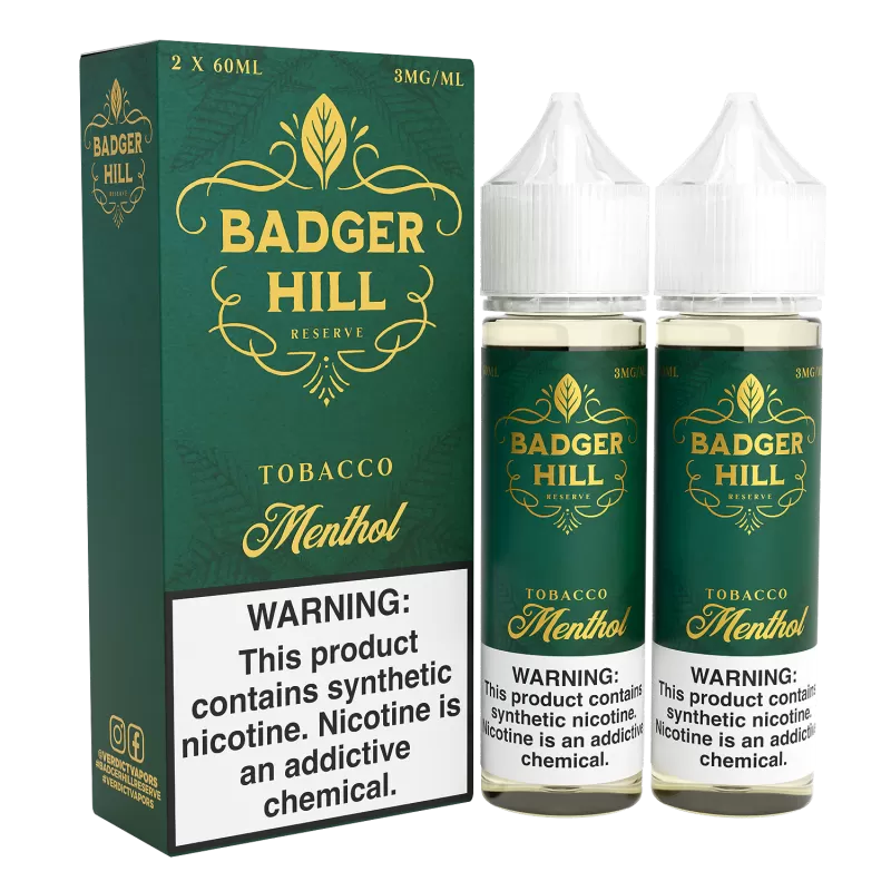 BADGER HILL RESERVE - Menthol - 120ML E-Liquid (Twin 60ML Pack) - 6MG