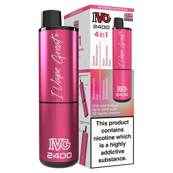IVG 2400 Rechargeable Vape Watermelon Edition - Strength#20mg (05B0A0)