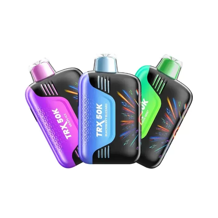 VIHO TRX 50000 Vape - Pack Count#Single Pack~Flavor#Banana Taffy Ice>Blackberry Blizzard>Blue Razz Ice>Clear>Cool Mint>Grape Ice>Peachy Peach>Sour Apple Ice>Sour Skittle>Sour Straws>Strawber